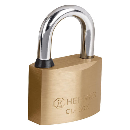 Hermex Candado de Latón con Gancho Corto, Nivel de Seguridad 7 - 50 mm
