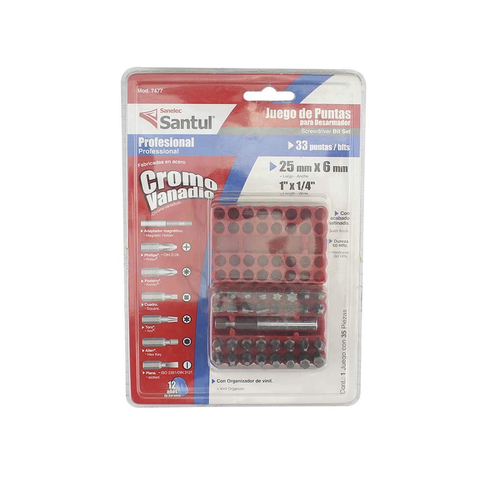 Santul 7477 Juego de 33 Piezas con Organizador para Desarmador 1"