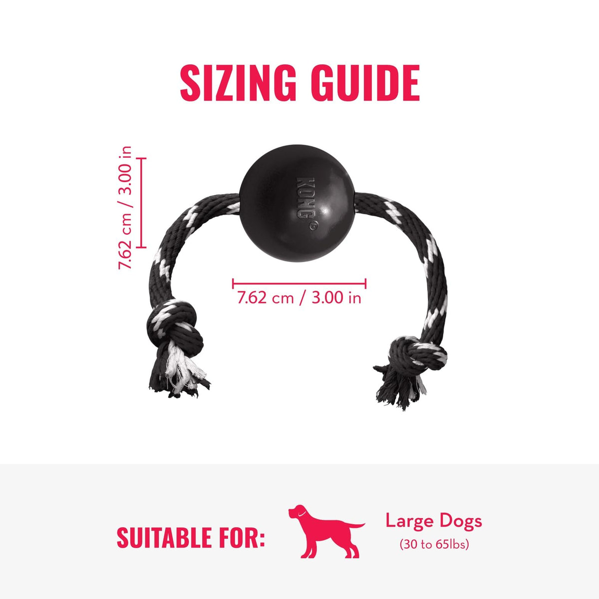 Kong Extreme Pelota de Caucho con Cuerda para Perros Grandes