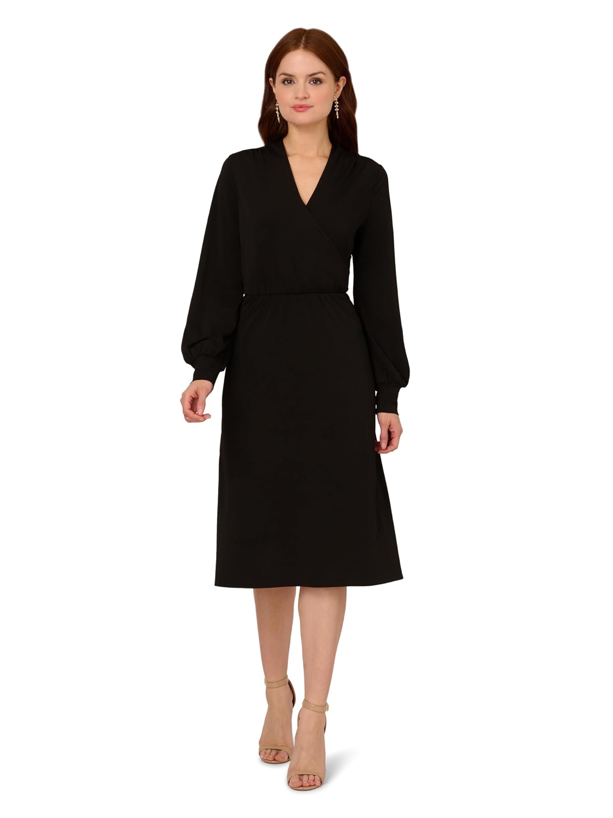 Adrianna Papell Long Sleeve Wrap Midi Dress Vestido informalMujer