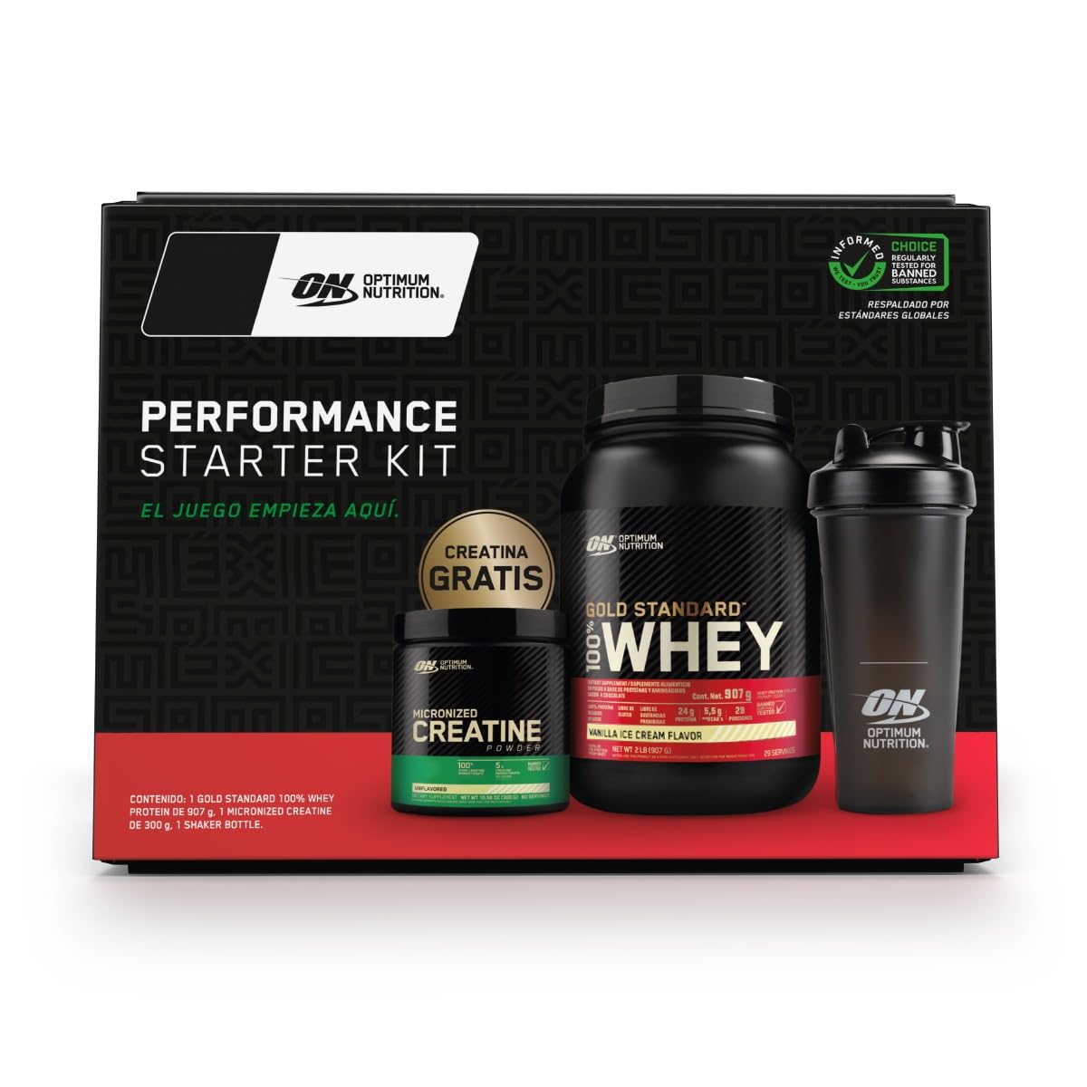 ON Starter Kit - Proteína ON Whey 2 lb vainilla + Creatina 300g + Shaker | Incluye Shaker