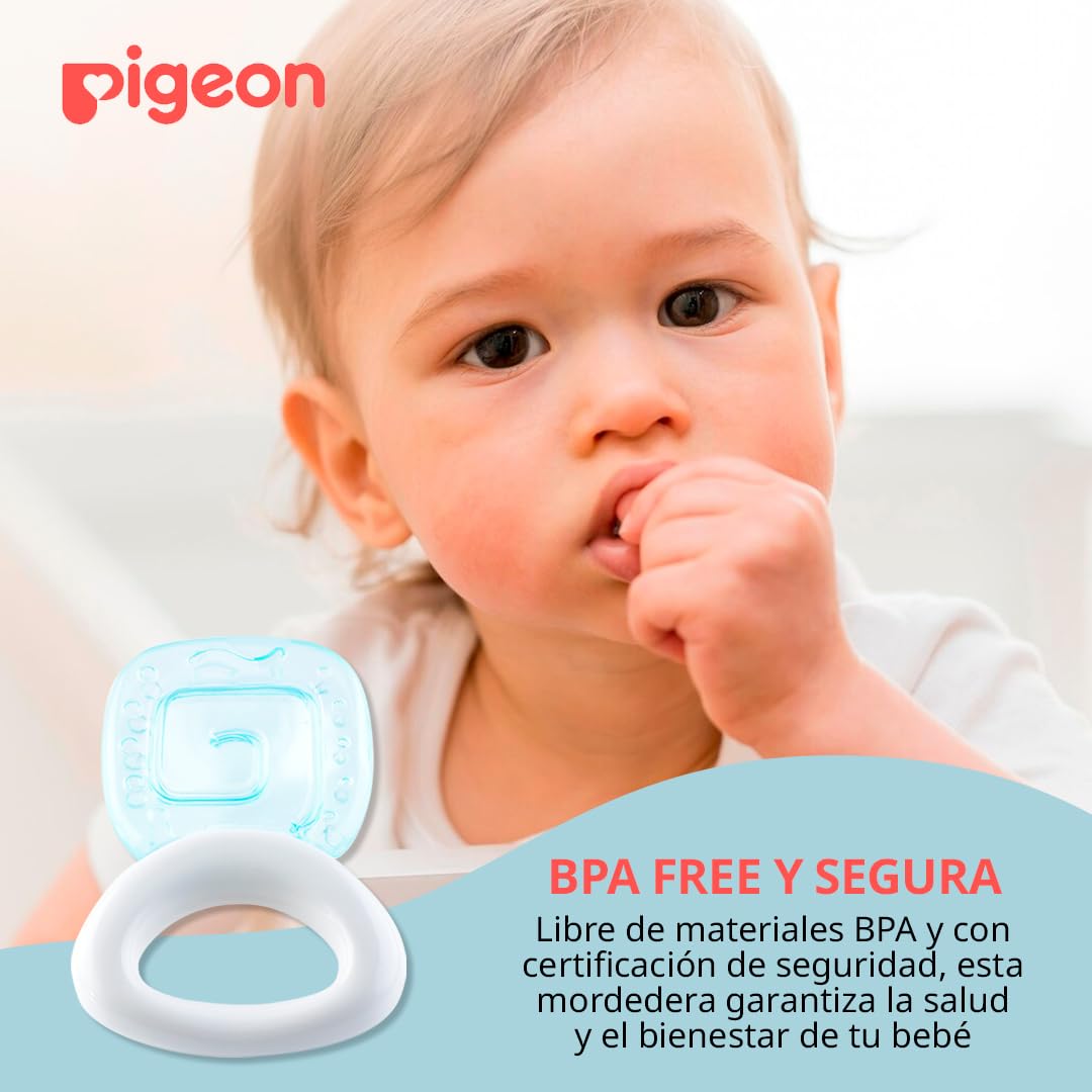 PIGEON | Mordedera para Bebe Refrigérable - Cuadrado | Cosas para Bebes Ideal para Aliviar la Dentición | Estimula Desarrollo Motor de Bebes Recien Nacidos | Incluye Certificación de Seguridad