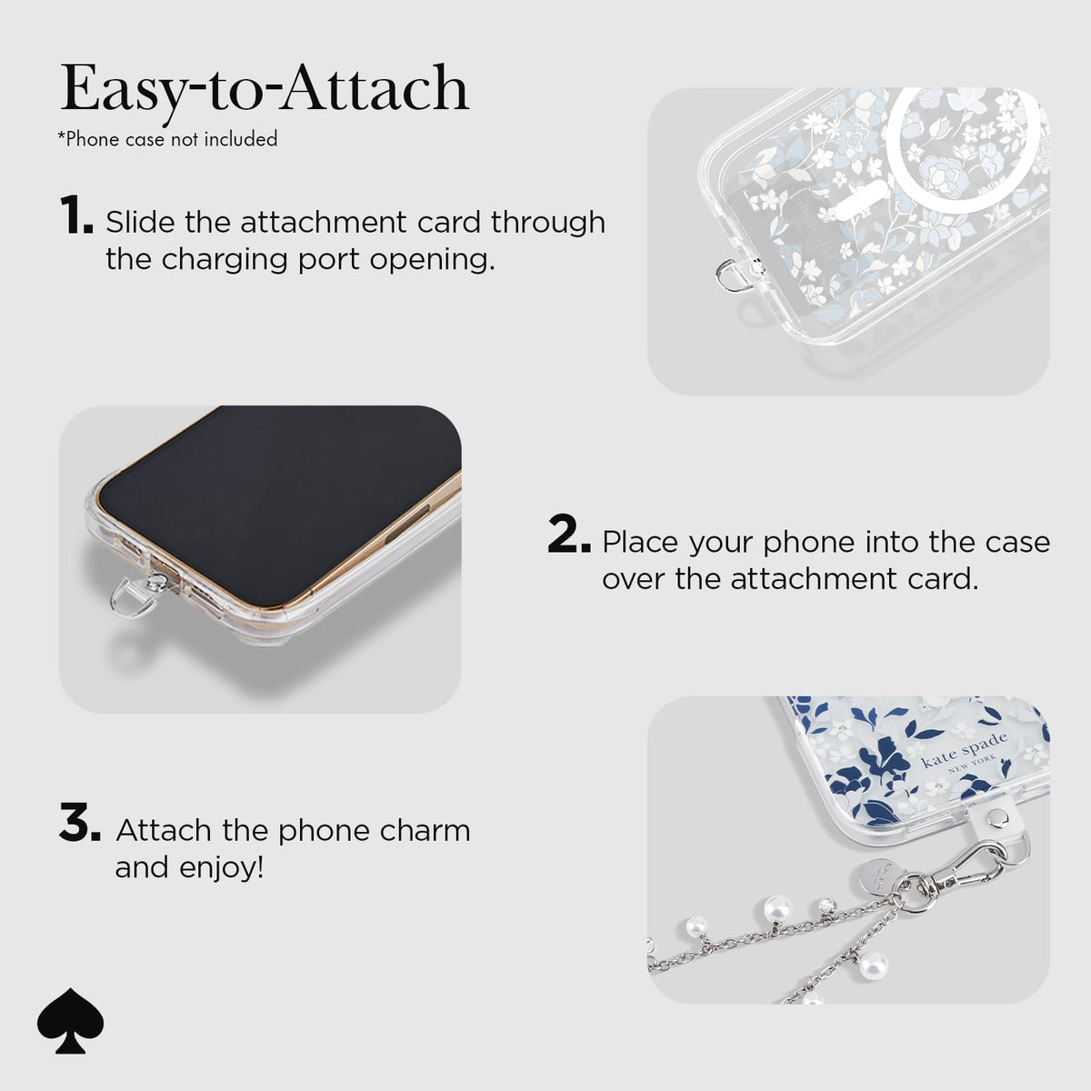 Kate Spade New York - Abalorio de teléfono desmontable para teléfono celular