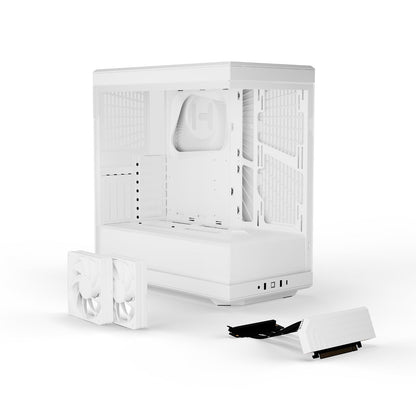 Hyte Y40 - Funda para Juegos de computadora ATX de Vidrio Templado estético Moderno con Cable Elevador PCIE 4.0 Incluido, Blanco Nieve (CS-HYTE-Y40-WW)