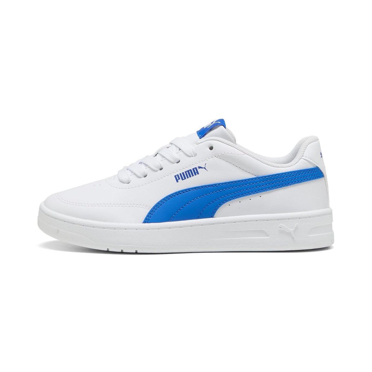 PUMA, Tenis Casuales Court Classic Clean Jr, Unisex, Blanco con Verde, Talla 22
