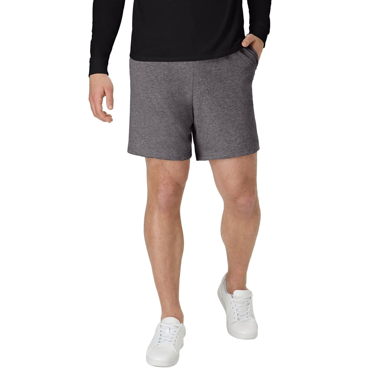 Hanes Men's Jersey Short with Pockets - Gris Carbón jaspeado - 3XL