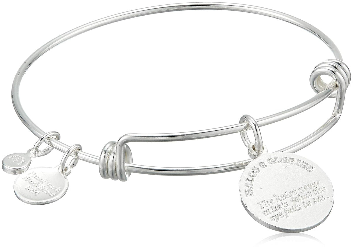 Halos & Glories, Initial M Shiny Silver Bangle Bracelet