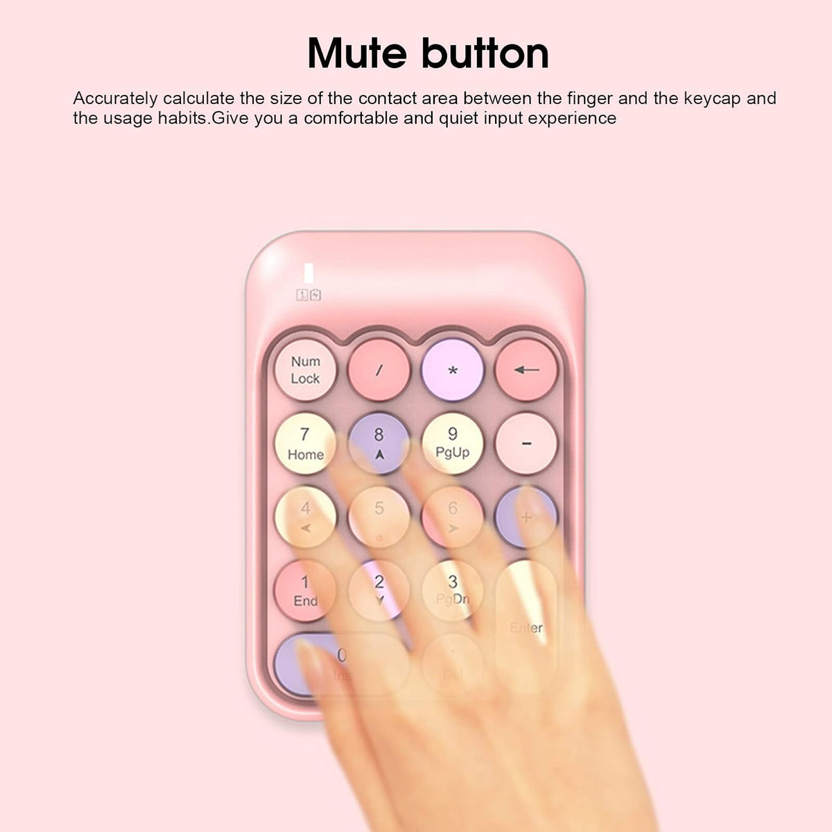 Teclado numérico de 2,4 G, extensiones de teclado de teclado numérico multifunción inalámbricas delgadas de 18 teclas, tecla de chocolate, para computadora portátil/escritorio/PC/portátil (rosa)