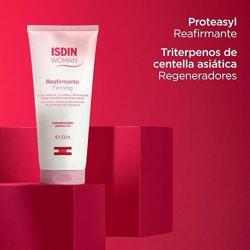 ISDIN Woman Reafirmante, Crema con aceite de rosa mosqueta para la flacidez tras el embarazo, reafirma, remodela y tonifica la piel, 200ml