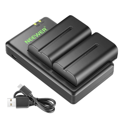 NEEWER Batería Repuesto y Cargador Set para EN-EL25, 2 Pack 1350mah Batteries & Cargador USB Doble Canal Tipo C Compatible con Nikon Z30 Z50 ZFC Camera 4241 EN-EL25 Battery MH-32 Charger