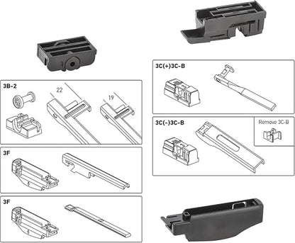 HELLA 9XW19S Pluma limpiaparabrisas CLEANTECH Copiloto para Bora/Jetta A3, A4, A6 y A7 / Jetta Clasico/Mazda 3 / NP 300 / Tracker. Incluye conectores e instructivo.
