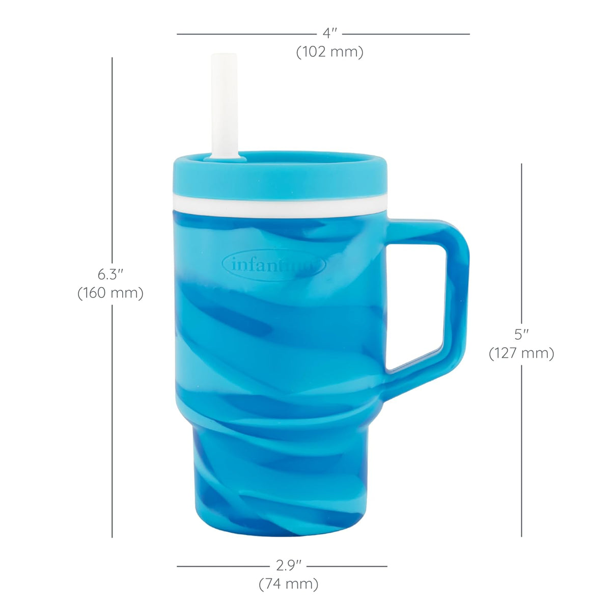 Infantino My 1st Tumbler, taza de silicona para beber con popote y asa, taza de bebé resistente a derrames para llevar o botella de transición sin BPA, remolino de arándanos