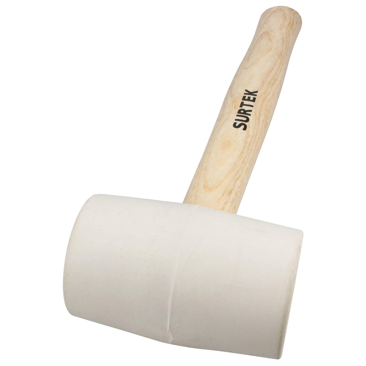 Surtek 608B Mazo con cabeza de hule blanco con mango de madera de 12", 8 oz