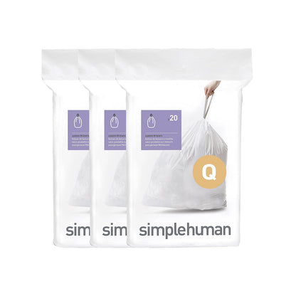 simplehuman Bolsas de Basura a la Medida Paquete de 60 - 60 bolsas - código Q