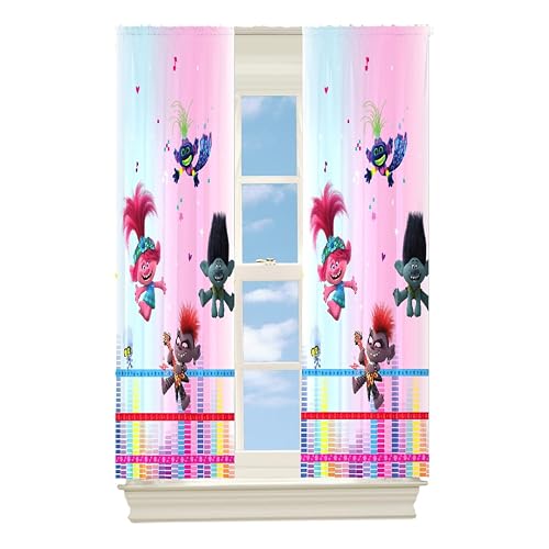 Franco DreamWorks Trolls - Juego de Cortinas para Ventana de habitación, 82 x 63 Pulgadas, (Producto con Licencia Oficial)