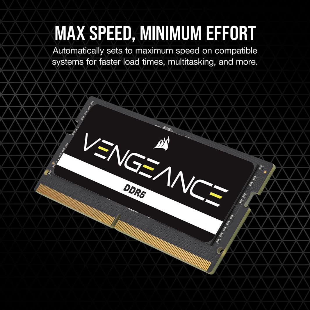 Corsair Vengeance SODIMM DDR5 RAM 16GB (1x16GB) 5600MHz CL48-48-48-90 1.10V Intel XMP 3.0 Memoria del Portátil – Negro (CMSX16GX5M1A5600C48)