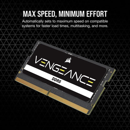 Corsair Vengeance SODIMM DDR5 RAM 16GB (1x16GB) 5600MHz CL48-48-48-90 1.10V Intel XMP 3.0 Memoria del Portátil – Negro (CMSX16GX5M1A5600C48)