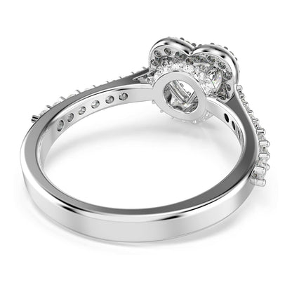 Swarovski Una Angelic Collection - Anillo con diseño de corazón, color blanco, chapado en rodio