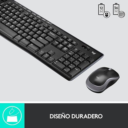 Logitech MK270 Combo Teclado Inalámbrico en Español y Mouse, para Windows, 2,4 GHz Inalámbrico, Mouse Compacto, 8 Botones de Acceso Multimedia, Batería de 2 Años, para PC, Laptop - Negro