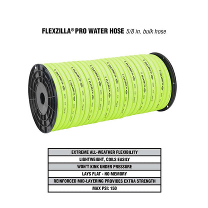 Flexzilla Pro Manguera de Agua HFZ58250YW | 5/8 in x 250 ft, Verde ZillaGreen, Resistente, Ligero, Carrete a Granel