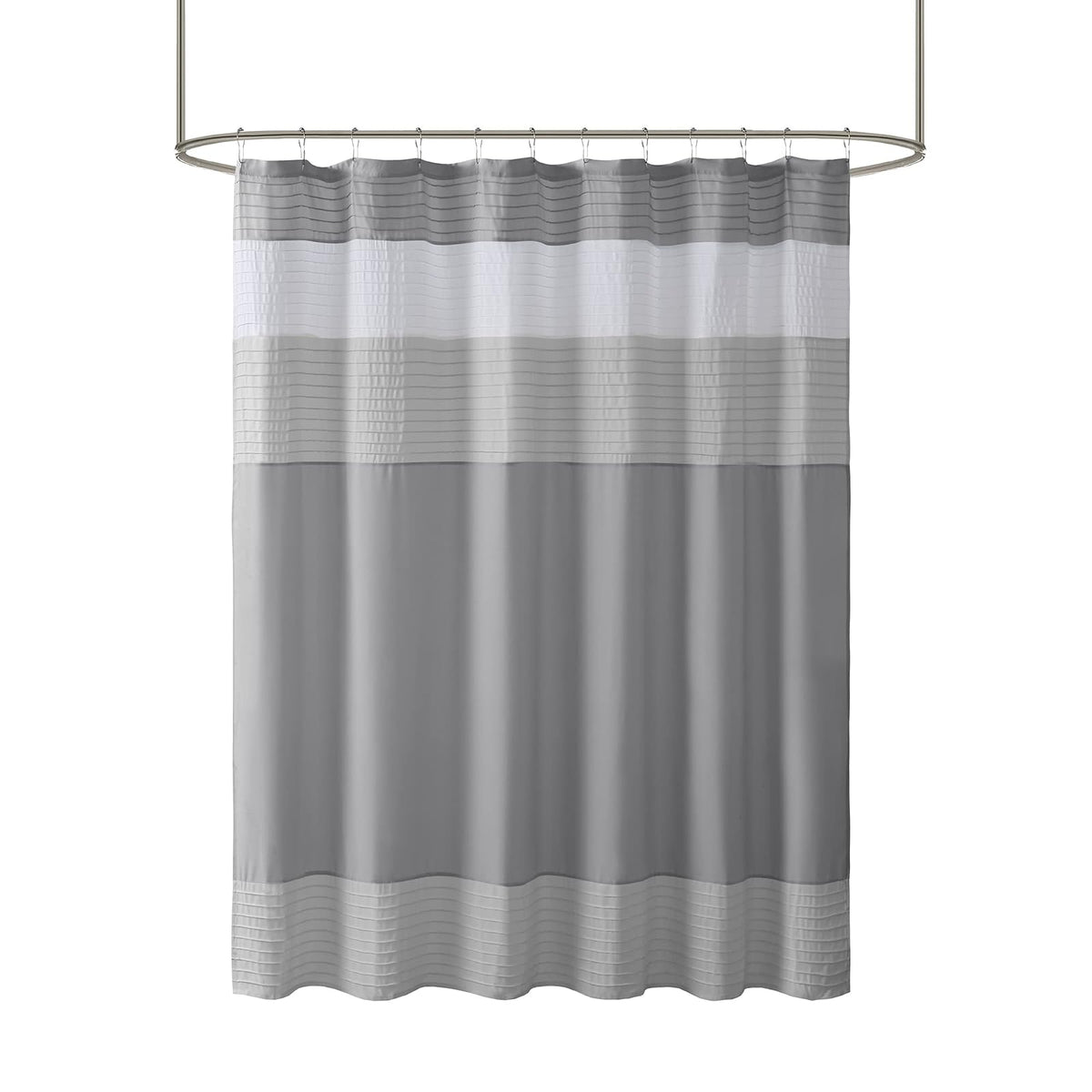 Comfort Spaces Windsor - Cortinas de baño de Tela de Microfibra Moderna y Elegante, diseño de Volantes, 72 x 72 Pulgadas, Color Gris