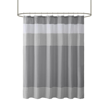 Comfort Spaces Windsor - Cortinas de baño de Tela de Microfibra Moderna y Elegante, diseño de Volantes, 72 x 72 Pulgadas, Color Gris