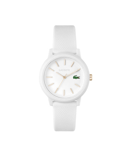 Lacoste 12.12 - Reloj de cuarzo para mujer - TR90 Case Quartz - Reloj deportivo de alta calidad, Blanco, 36 mm, Piqué