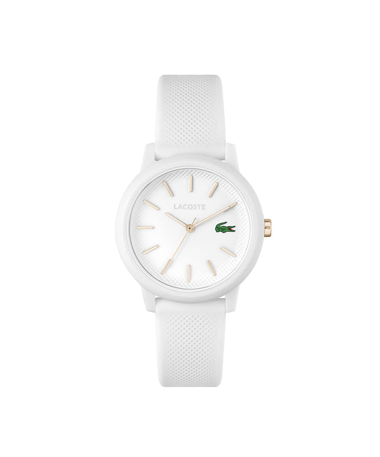 Lacoste 12.12 - Reloj de cuarzo para mujer - TR90 Case Quartz - Reloj deportivo de alta calidad, Blanco, 36 mm, Piqué
