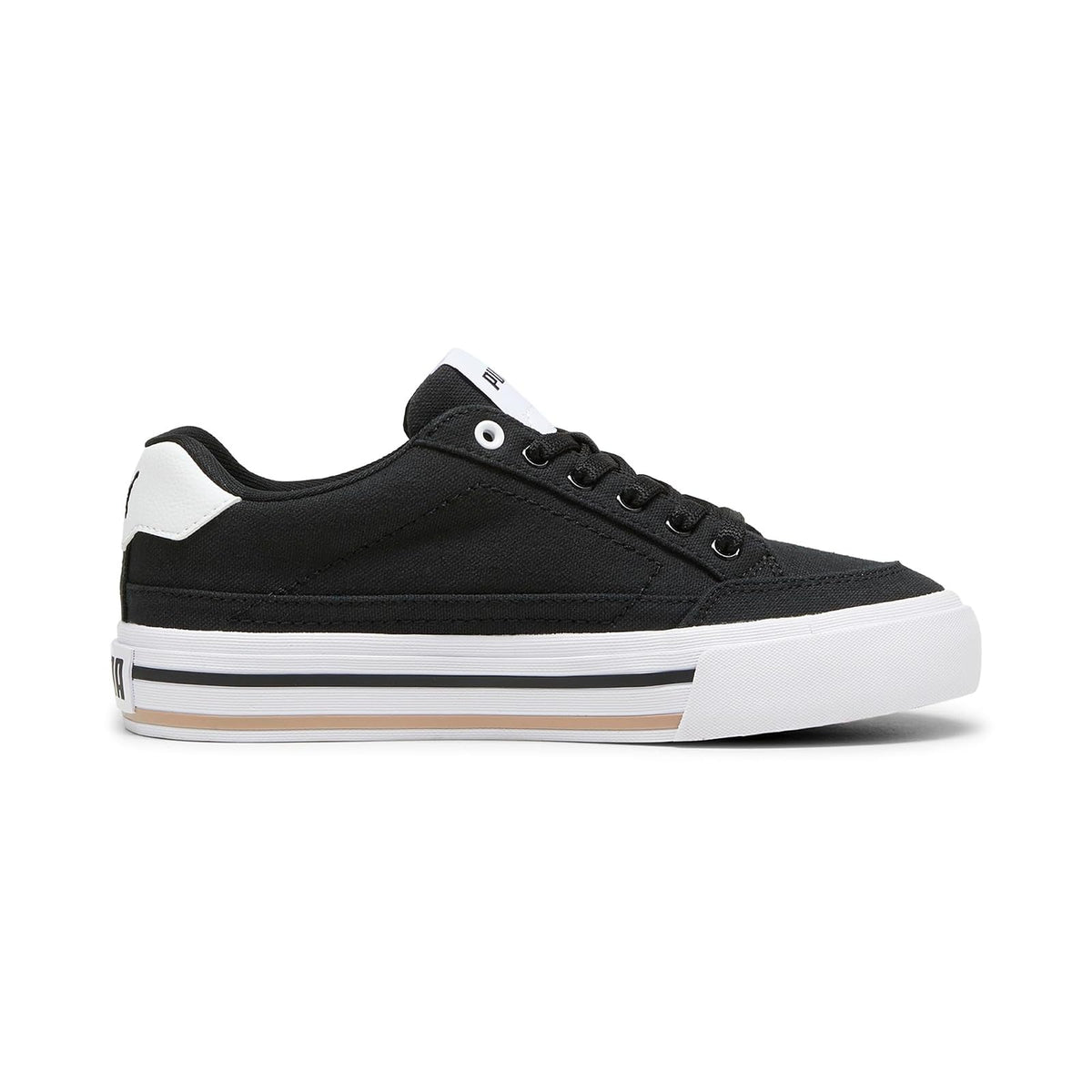 PUMA, Tenis Juveniles Court Classic Vulc FS, Unisex, Blanco y Negro, Talla 24,5