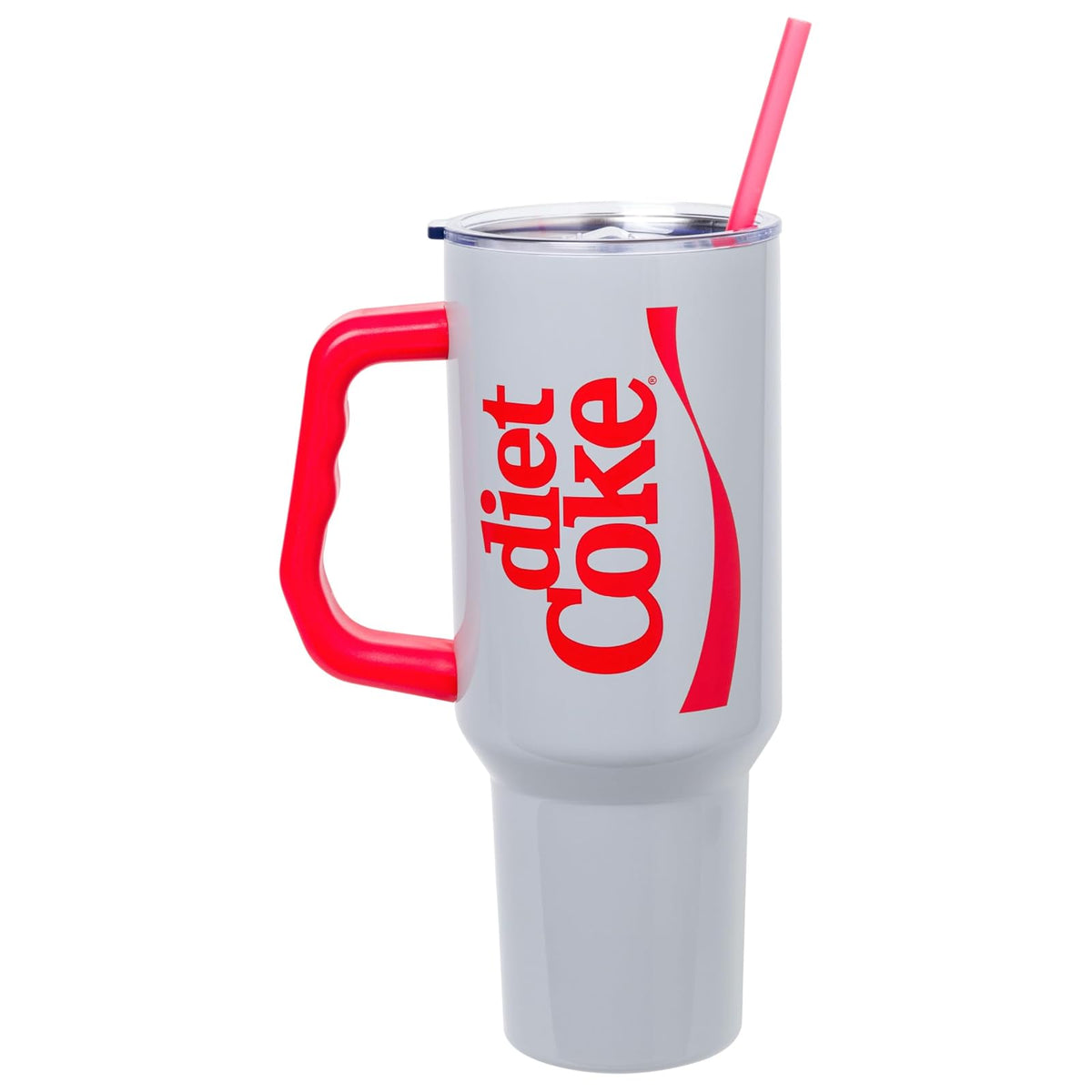 Silver Buffalo Coca Cola Diet Coca Cola Cinta Vertical - Vaso de Acero Inoxidable de 40 onzas con Mango