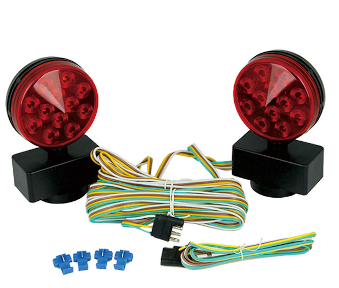 MaxxHaul 50015 Luces Remolque Magnéticas LED 12V Base Magnética DOT Rojo - 50015 Luces LED de remolque de 12 V con base magnética