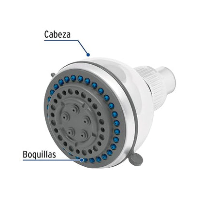 Foset Aqua R-508S, Regadera plástica, 5 funciones, sin brazo, Aqua