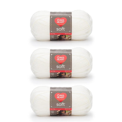 Red Heart - Hilo blanco suave - Paquete de 3 unidades de 141 g/5 oz - Acrílico - 4 Medianos (Peinado) - 256 yardas - Tejer/Crochet
