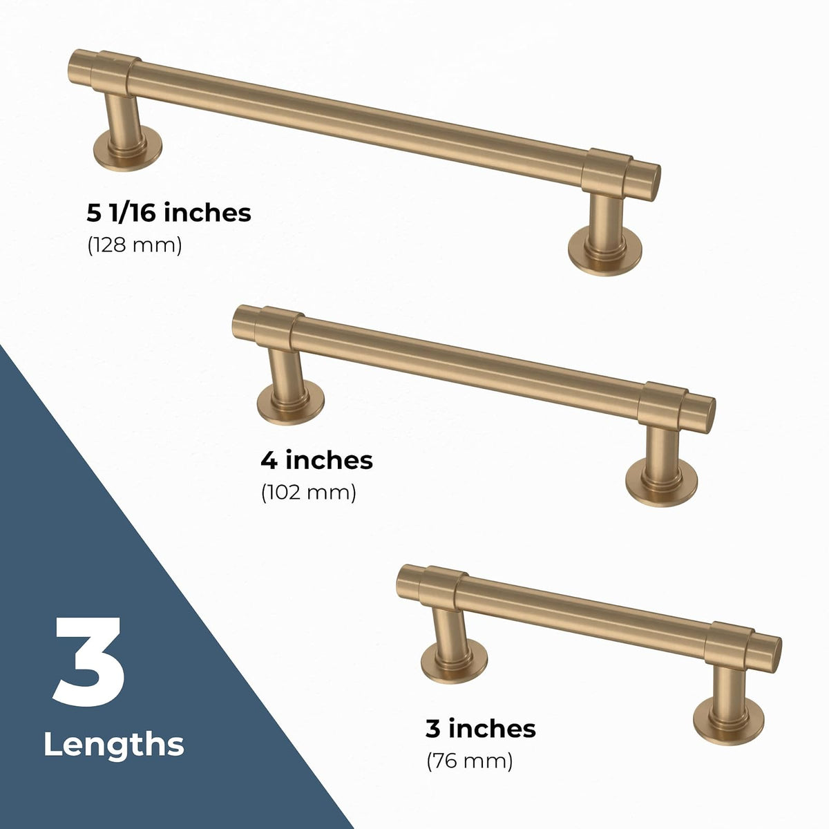 Franklin Brass Francisco (paquete de 10) manijas de gabinete de 5-1/16 pulgadas agujero central | Puerta de cocina de bronce champaña, cajones, aparadores, muebles P29618Z-CZ-B
