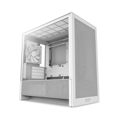 NZXT Gabinete H3 Flow Micro-ATX con Panel de Vidrio Templado - Blanco - Ventiladores no RGB