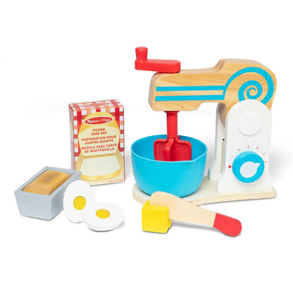 Melissa & Doug Set de Batidora de Madera para Preparar un Pastel (11 piezas) - Comida y Accesorios de Cocina de Juguete