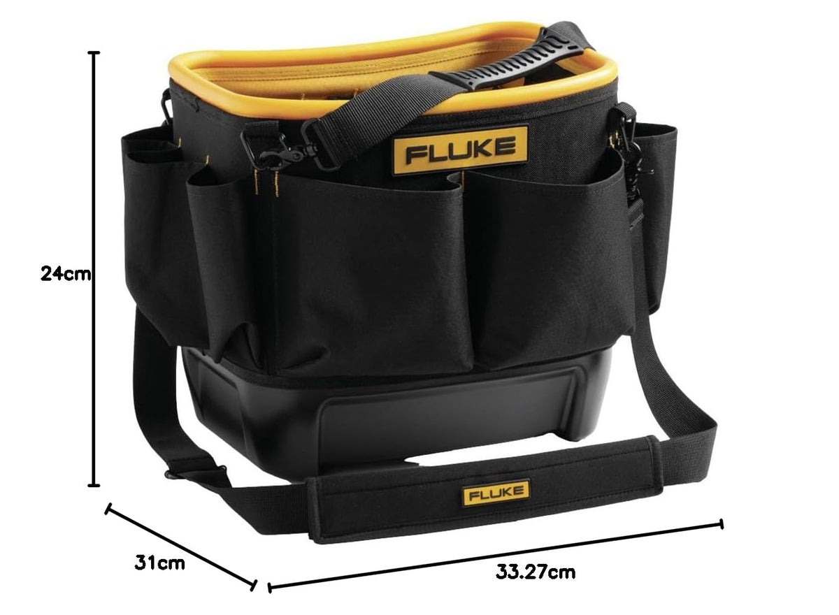 Bolsa Organizadora Profesional Fluke TB25 Cubo Rígido 5.2 Gal (≈20 l) 28 Bolsillos Fondo impermeable y Cuerpo de Poliéster 600D Ideal para Herramientas de Campo
