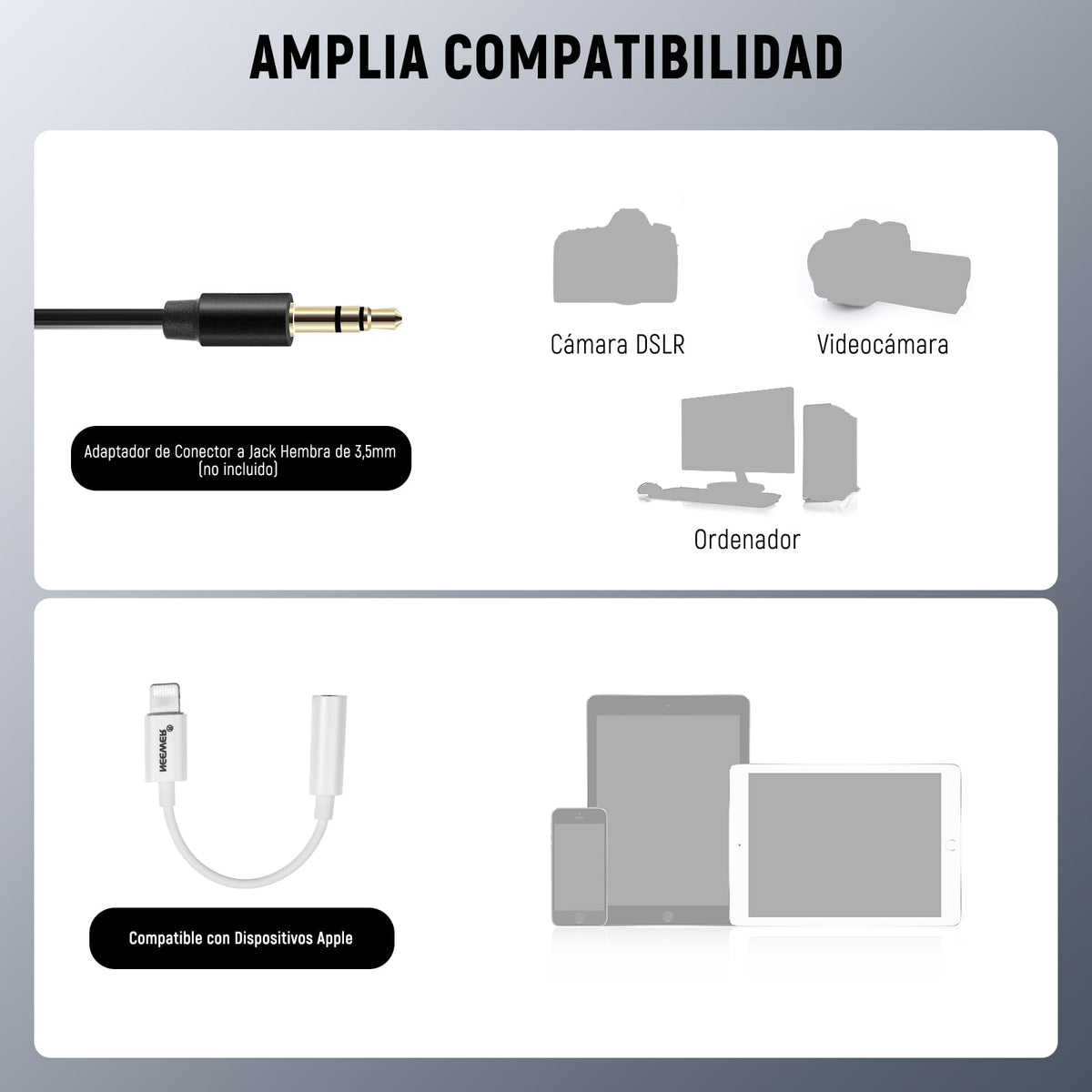NEEWER 2 Pack Lavalier Lapel Microphone para dji Mic Wireless Transmisores, Compatible con Rode Wireless GO II 2, Condensador Omnidireccional, Cable Micrófono Solapa para Youtube Live Streaming, CM5
