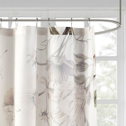 Madison Park Cassandra - Cortinas de baño de percal de algodón para Ducha, diseño Floral Moderno, Estilo Shabby Chic, privacidad, 72 x 72 Pulgadas, Color Rosa