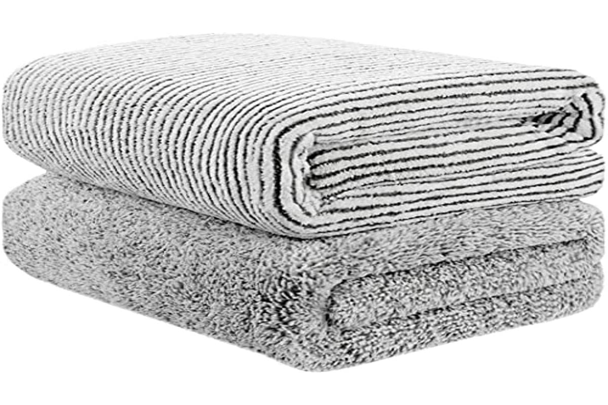 Toallas de baño de bambú, Gran tamaño de 140 cm x 74 cm, Toalla de Microfibra para el Cuerpo, Juegos de Toallas para Limpieza de baño, superabsorbentes y de Secado rápido para Gimnasio, 2 Unidades