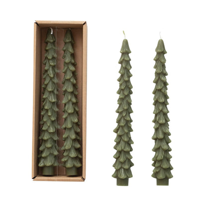 Creative Co-Op Velas Cónicas sin Aroma en Forma de Árbol, Dorado, Set de 2 - Verde - 5,1 cm di lunghezza x 5,1 cm di larghezza