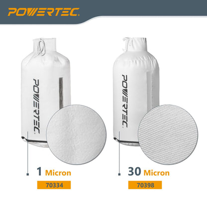 POWERTEC 70334 Bolsa de filtro de polvo para montaje en pared, 1 micra, para Grizzly, Shop Fox, Rockler Delta, Wen y POWERTEC DC5371/ 5372