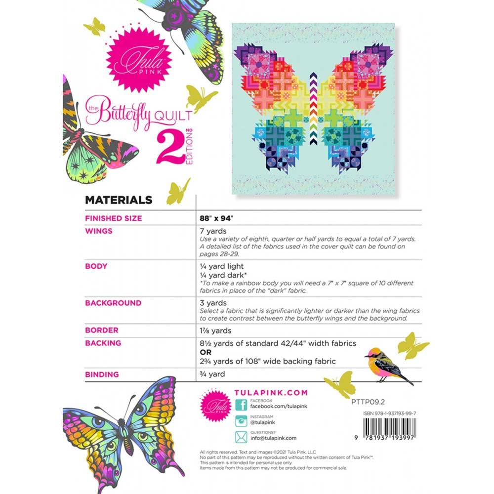 Tula Pink Collection The Butterfly 2nd Edition Patrón, por The Yard