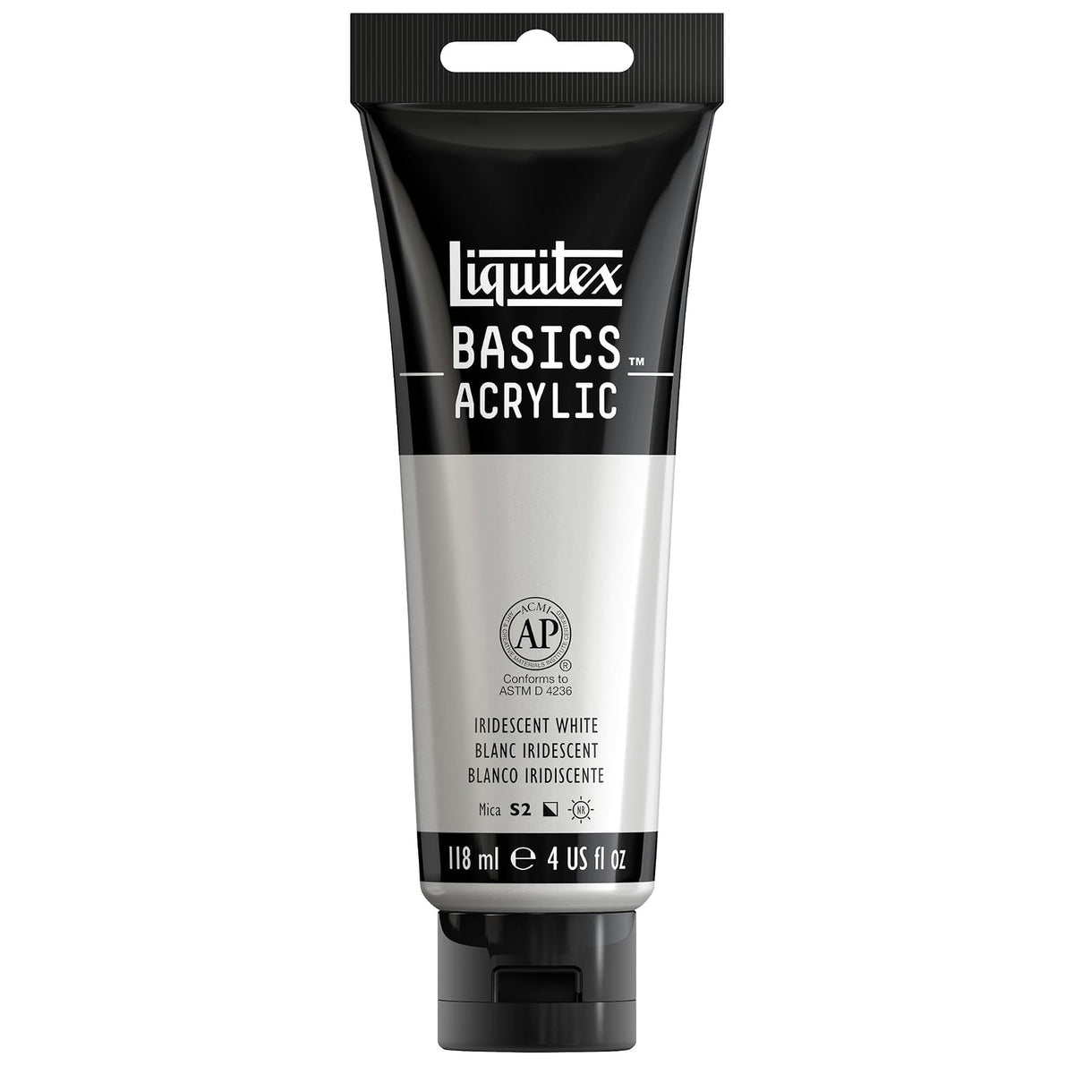Liquitex Basics Pintura Acrílica, Tubo de 4 oz - Blanco (Iridescent White 238) - Tubo de 4 onzas