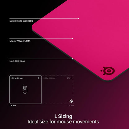 SteelSeries QcK - Alfombrilla para Mouse Pesada para Juegos, Base de Goma de Silicona Antideslizante, Seguimiento de Picos, optimizada para Juegos FPS, MOBAs, RTS, MMO, tamaño Grande, 450 mm x 400 mm