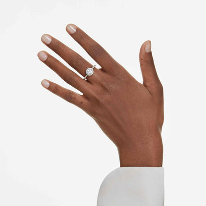 Swarovski Una Angelic Kollektion Ring, Rundschliff, Weiß, Silberfarbenes Finish