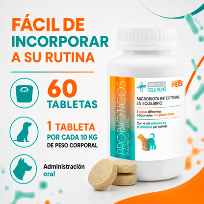 Fancy Pets MS Probióticos para Perros y Gatos con 60 Tabletas