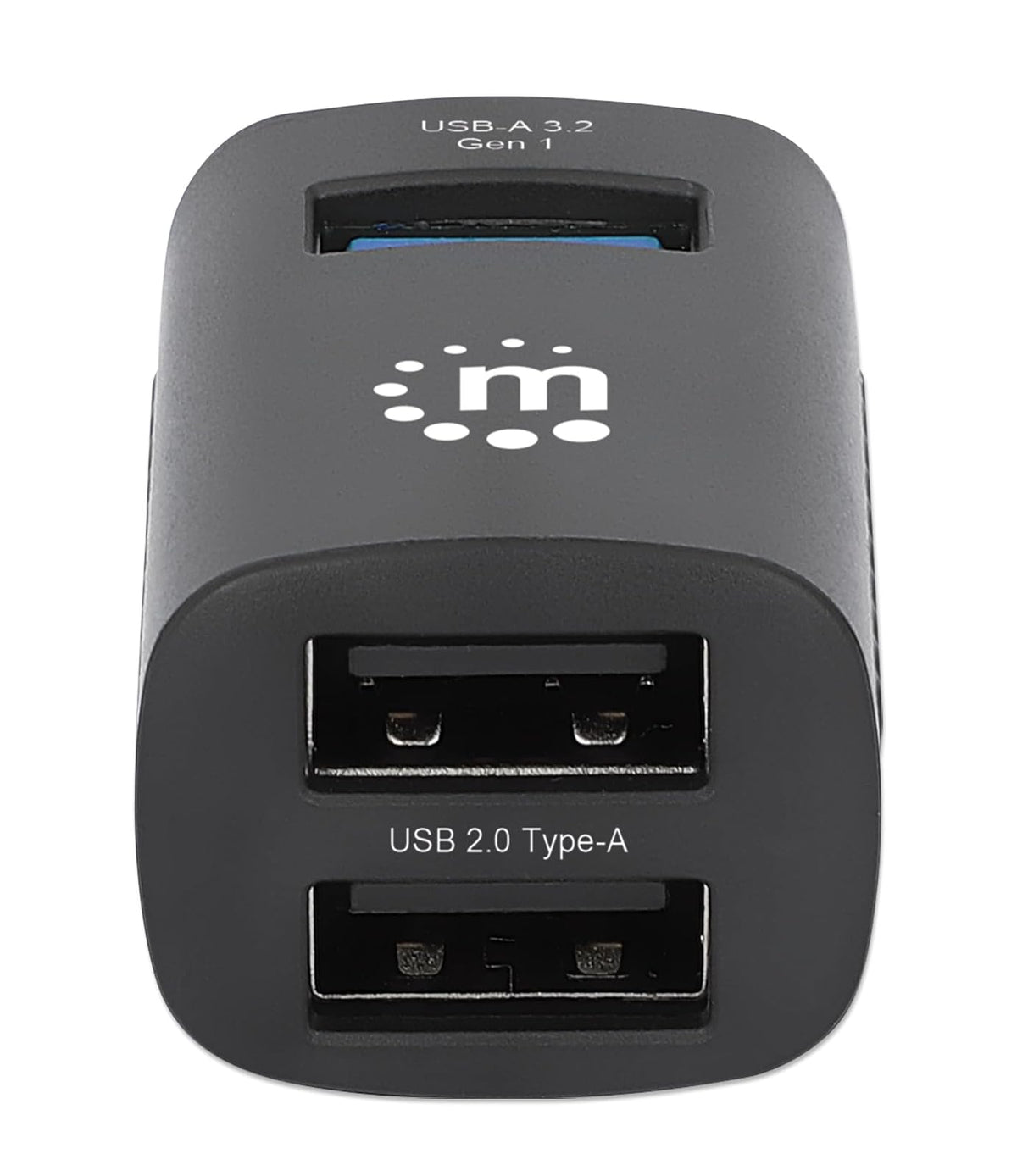 Manhattan 180993 Hub USB-C Negro: 1 Puerto USB 3.0 y 2 USB 2.0, Diseño Ultraportátil, Alimentación por Bus