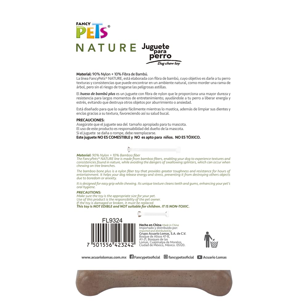 Fancy Pets Hueso Bambú Plus Juguete para Morder Sabor Carne para Perro Tamaño Mediano Color Café