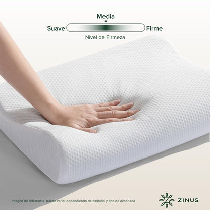 Zinus | Almohada de Memory Foam Ergonómica | Soporte especializado para Cuello | Espuma viscoelástica de Alta Densidad | Diseño Contorneado para Dormir Mejor